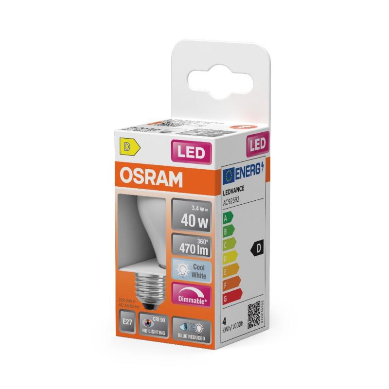 OSRAM E27 LED Lampe SUPERSTAR PLUS HD LIGHTING Tropfenform matt dimmbar 3,4W wie 40W universalweißes Licht & hohe Farbwiedergabe